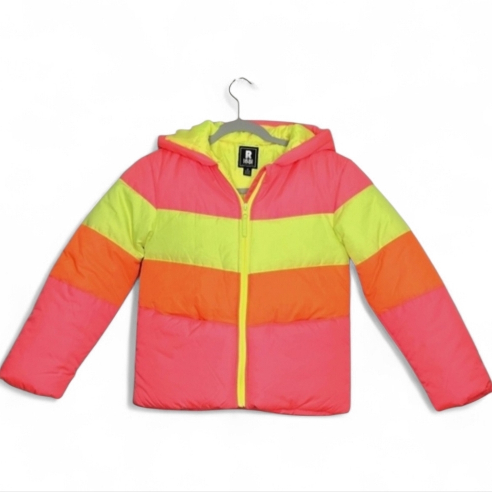 S. Rothschild 1881. Neon multi puffer coat. Medium 10/12 pink/yellow/gre…